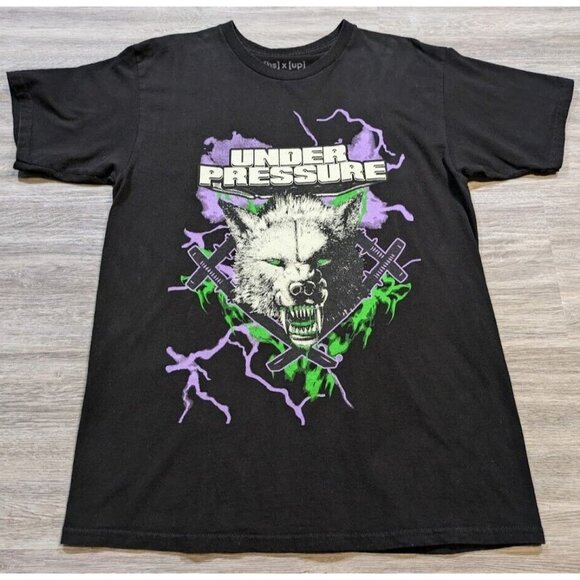 Xavier Wulf Hollow Squad T Shirt Men's Large Black Graphic Wolf Under Pressure - Picture 1 of 6